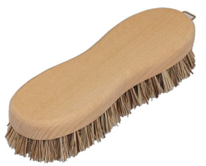 Schrobborstel - hout - fiber/palmvezel - luiwagen - 8-vorm - bruin