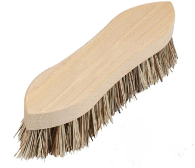 Schrobborstel van hout met fiber/palmvezel - spitse neus - bruin - schoonmaak borstels