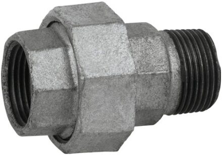 Schroefaansluiting van smeedbaar ijzer, verzinkt, 1/2"H x 1/2"ET, vlak afgedicht, (331) - 989831055