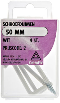 Schroefduimen - 4x - gecoat metaal - 50 mm - wit - ijzerwaren