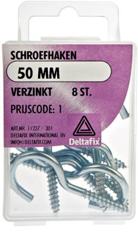 Schroefhaken Schroef Haak haken - 50MM  - Verzinkt - 8 stuks