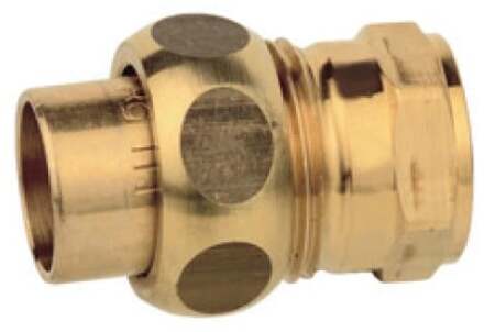 Schroefkoppeling van rood messing, blank, 15 mm x 1/2"IT, conische afdichting, 1 socket (4340g) - 989247055