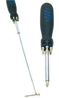 Schroevendraaier - multifunctioneel - telescoop magneet - 60 cm - incl 7 bitjes