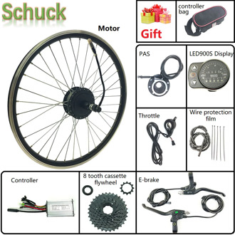 Schuck Electric Bicycle Rear Cassette hub Motor Wheel 24V 250W Ebike Conversion kit with KT LED900S Display 16-28inch700C
