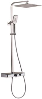 Schütte SCHÜTTE Ocean Douchesysteem - Regendouche - met Thermostatische Douchekraan - Geïntegreerd glazen Planchet met Push-Button Omsteller - Hartafstand 150 mm - Chroom & Antraciet