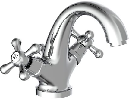 Schütte SCHÜTTE Wastafelmengkraan tweeknops ELK chroomkleurig Zilver