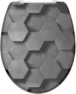 SCHÜTTE Toiletbril met soft-close quick-release GREY HEXAGONS Multicolor