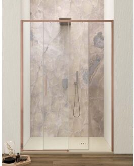 Schuifdeur Lacus Torcello Tweedelig Helder Glas 100x200 cm Aluminium Profiel Rose Goud Lacus