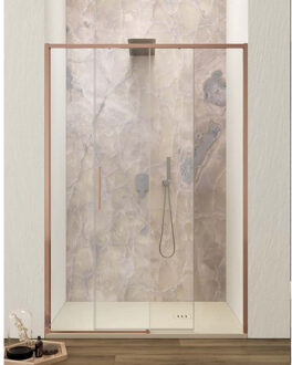 Schuifdeur Lacus Torcello Tweedelig Helder Glas 100x200 cm Aluminium Profiel Rose Goud