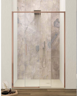 Schuifdeur Lacus Torcello Tweedelig Helder Glas 110x200 cm Aluminium Profiel Rose Goud Lacus