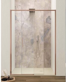 Schuifdeur Lacus Torcello Tweedelig Helder Glas 130x200 cm Aluminium Profiel Rose Goud Lacus