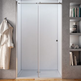 Schuifdeur Pantella Round Tweedelig Helder Glas Chroom Aluminium Profiel - Schuifdeur Pantella Round Tweedelig 120x210 cm