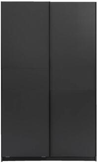 Schuifdeurkast Genua - Antraciet - 204x122x60 Cm - Spaanplaat - Zwart#Grijs - 60.3x122.4x204 Cm