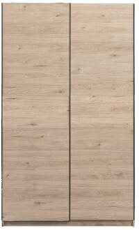 Schuifdeurkast Genua - Eikenkleur - 204x122x60 Cm - Spaanplaat - Bruin - 60.3x122.4x204 Cm