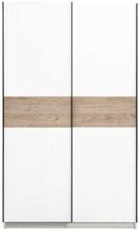 Schuifdeurkast Genua - /eikenkleur - 204x122x60 Cm - Spaanplaat - Wit - 60.3x122.4x204 Cm