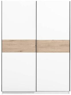 Schuifdeurkast Genua - /eikenkleur - 204x150x60 Cm - Spaanplaat - Wit - 60.3x150.6x204 Cm