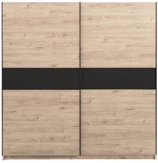 Schuifdeurkast Genua - Eikenkleur/antraciet - 204x200x60 Cm - Spaanplaat - Bruin - 60.3x200.2x204 Cm