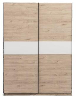 Schuifdeurkast Genua - eikenkleur/wit - 204x150x60 cm - Leen Bakker Bruin - 60.3 x 150.6 x 204