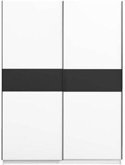 Schuifdeurkast Genua - wit/antraciet - 204x150x60 cm - Leen Bakker - 60.3 x 150.6 x 204
