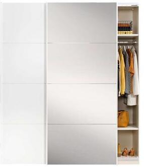 schuifdeurkast - wit met spiegel - 236x202,5x65 cm - Leen Bakker - 236 x 65 x 202.5