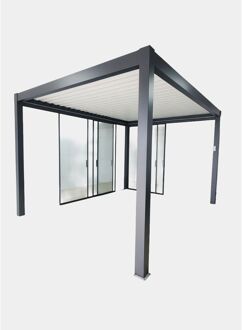 Schuifwand - 6m - Accessoire Pergola Actual - Zwart - 8mm - Aluminium