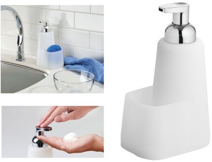 Schuim Fabrikant, Siliconen Zeepdispenser Met Spons Houder Wit