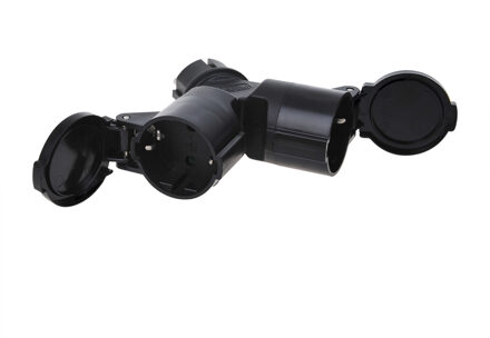 Schuko Duo-splitter 16a Zwart