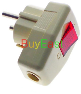 Schuko Germany Rewireable Power Plug CEE 7/4 Standard 250V 16 Amp W/ LED Indicator Switch