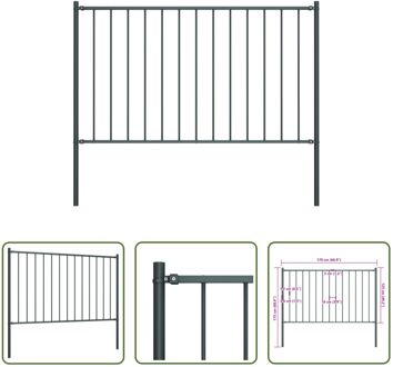 Schutting Palen - Tuinafscheiding 170 x 175 cm - Sterk gepoedercoat staal Grijs