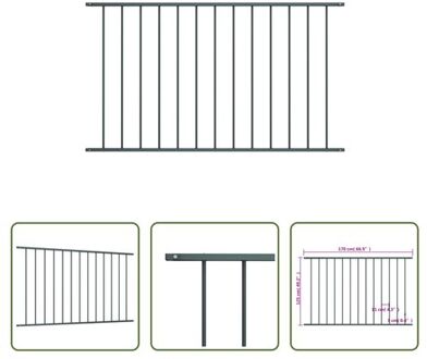 Schuttingpaneel - gepoedercoat staal - 170 x 125 cm - weerbestendig Grijs