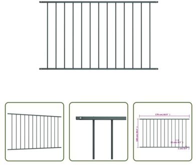 Schuttingpaneel - Gepoedercoat stalen hek - 170 x 100 cm - Antraciet Grijs