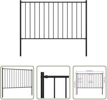 Schuttingpaneel - Zwart - 170 x 125 cm - Gepoedercoat staal