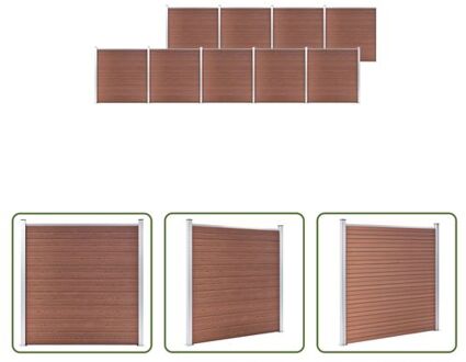 Schuttingpaneelset HKC Bruin 1564x186 cm - Hout-kunststof-composiet paneel met aluminium topprofiel