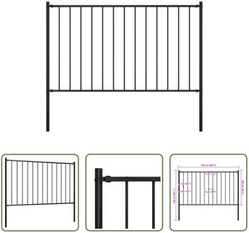 Schuttingpanelen - 170 x 100 cm - Weerbestendig - Gepoedercoat Staal Zwart