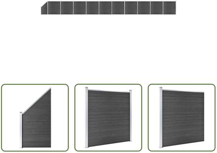 Schuttingpanelen - HKC - 1830 x (105-186) cm - Zwart