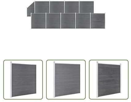 Schuttingpanelen Set - Hout-kunststof-composiet - 1657 x 186 cm - Modulair Systeem Grijs