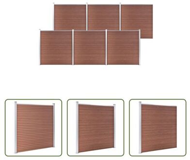 Schuttingpanelenset Bruin - Hout-Kunststof-Composiet - 1.045 x 186 cm - Modulair systeem - Eenvoudige