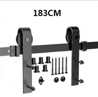 Schuur Deur Opknoping Rail Carbon Staal Staldeur Opknoping Rail Mechanisme Meubels Hout Schuifdeur Track Kit Frankrijk Hwc 183cm
