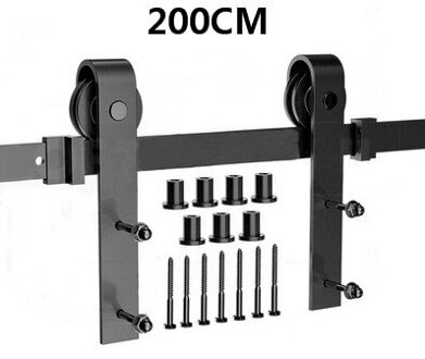 Schuur Deur Opknoping Rail Deur Splice Carbon Staal Staldeur Rollers Schuifdeur Rail Kit Hardware Opknoping Spoor Katrollen Hwc 200CM