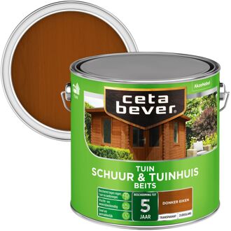 Schuur & tuinhuis beits transparant zijdeglans donker eiken - 2,5 liter