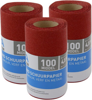 Schuurpapier - 3x Rol - P100 - 110mm x 4,5m - Middelgrof