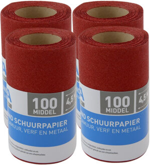 Schuurpapier - 4x Rol - P100 - 110mm x 4,5m - Middelgrof