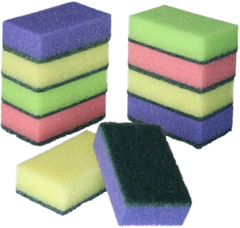 Schuursponjes - 80x - gekleurd - 9 x 6 x 3 cm - schoonmaak sponzen - schuursponzen