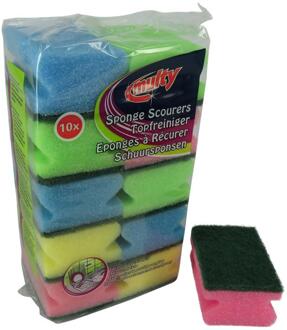 Schuurspons met greep pak a 10st Multikleur