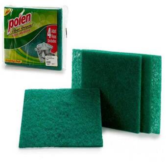 Schuursponsje Groene Plastic (4 Stuks)