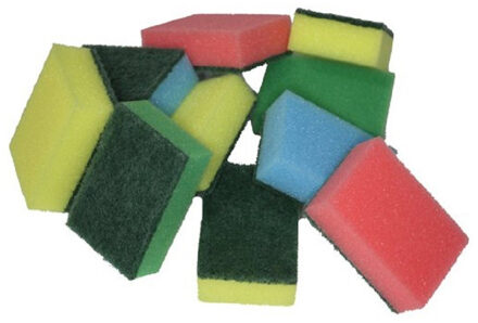 Schuursponsjes - 30x - multicolor - schuim/schuurspons - 9 x 6 x 3 cm - afwassponsjes