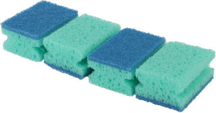 Schuursponsjes - 4x - blauw - viscose - krasvrij - schoonmaaksponzen