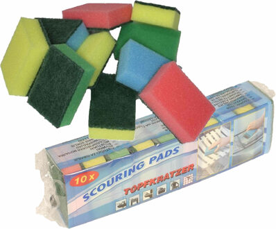 Schuursponsjes - 60x - multicolor - schuim/schuurspons - 9 x 6 x 3 cm - afwassponsjes
