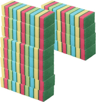 Schuursponsjes - huishoudsponsjes - 9 cm - 120x stuks - gekleurd