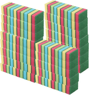 Schuursponsjes - huishoudsponsjes - 9 cm - 200x stuks - gekleurd